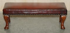 Antique Cabriolet Leg Fully Restored Hand Dyed Bordeaux Leather Tufted Footstool