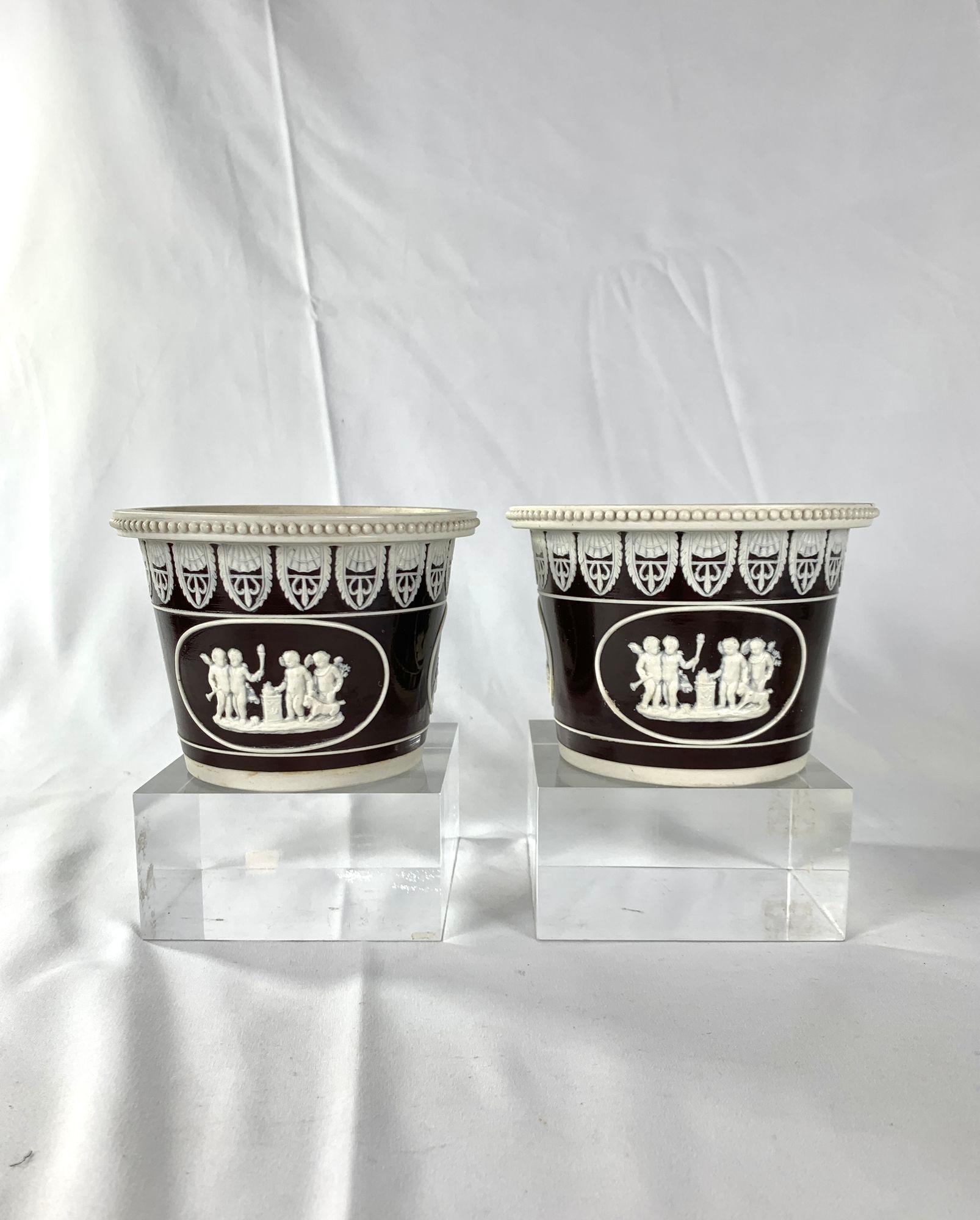 19th Century Antique Cache Pots Pair by Ridgway Neoclassical England Circa 1820