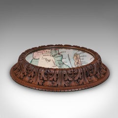 Antiguo expositor de tartas, alemán, roble, centro de mesa con espejo, victoriano