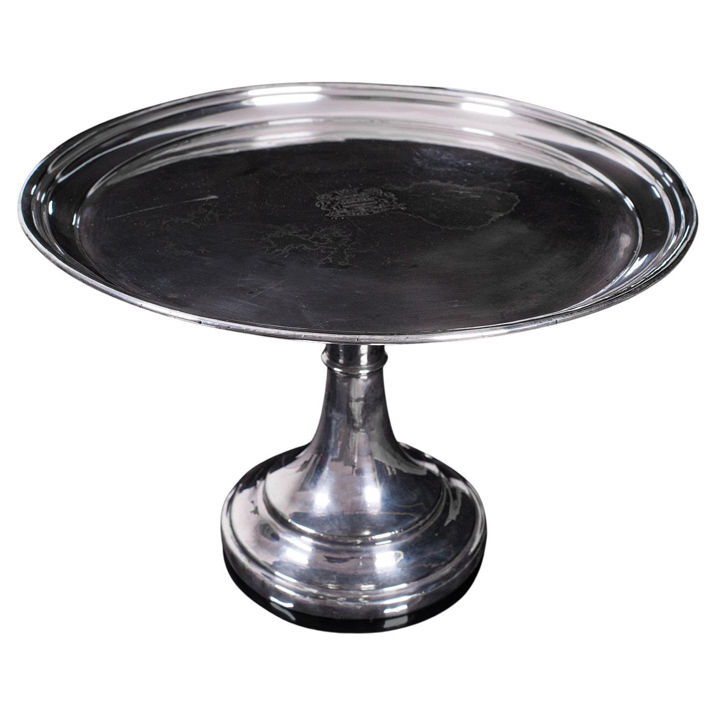 Antique Cake Stand, English, Silver Plate Serving Dish, Afternoon Tea, Victorian For Sale