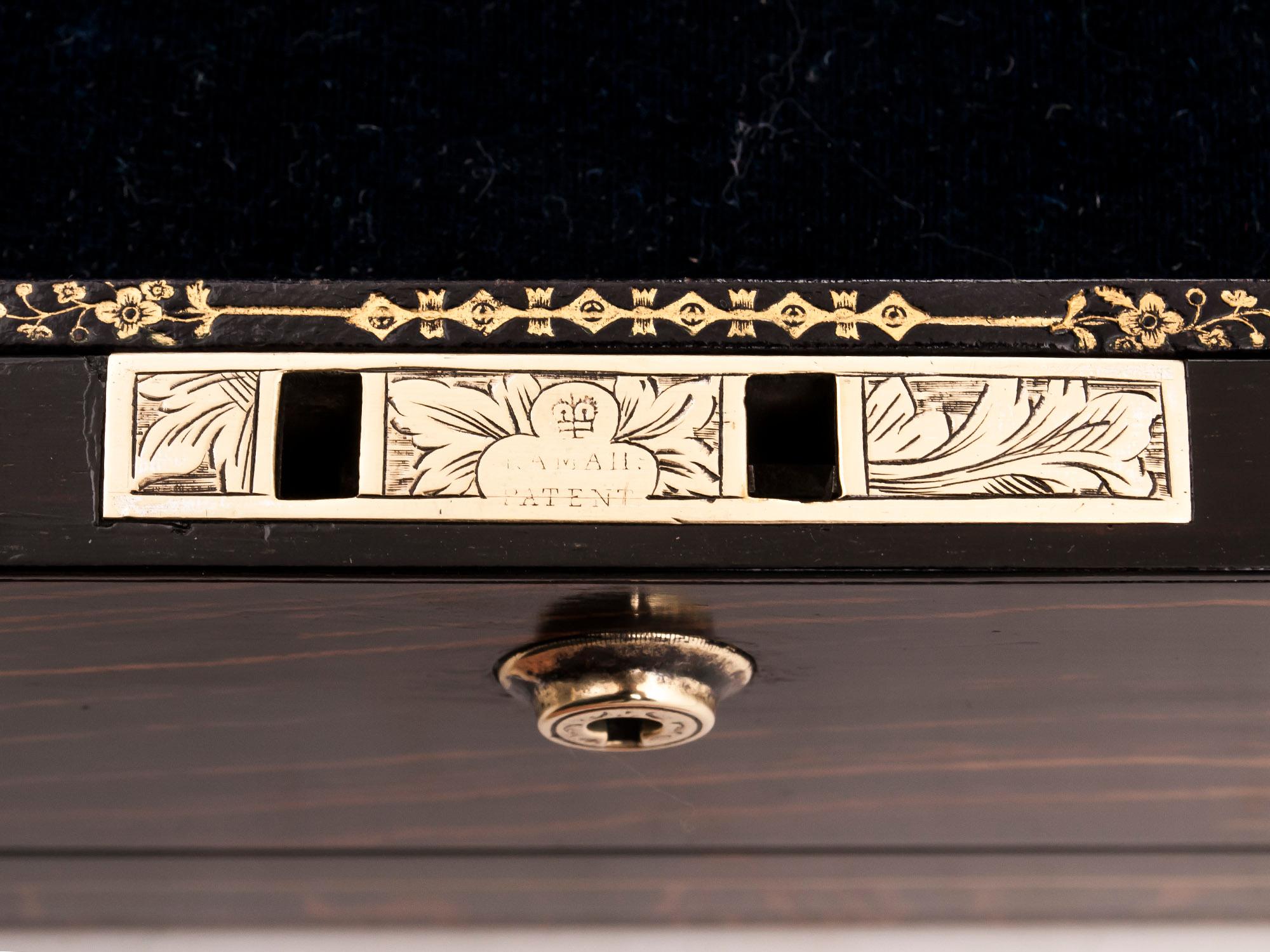 Antique Calamander Brass Jewelry Box 5