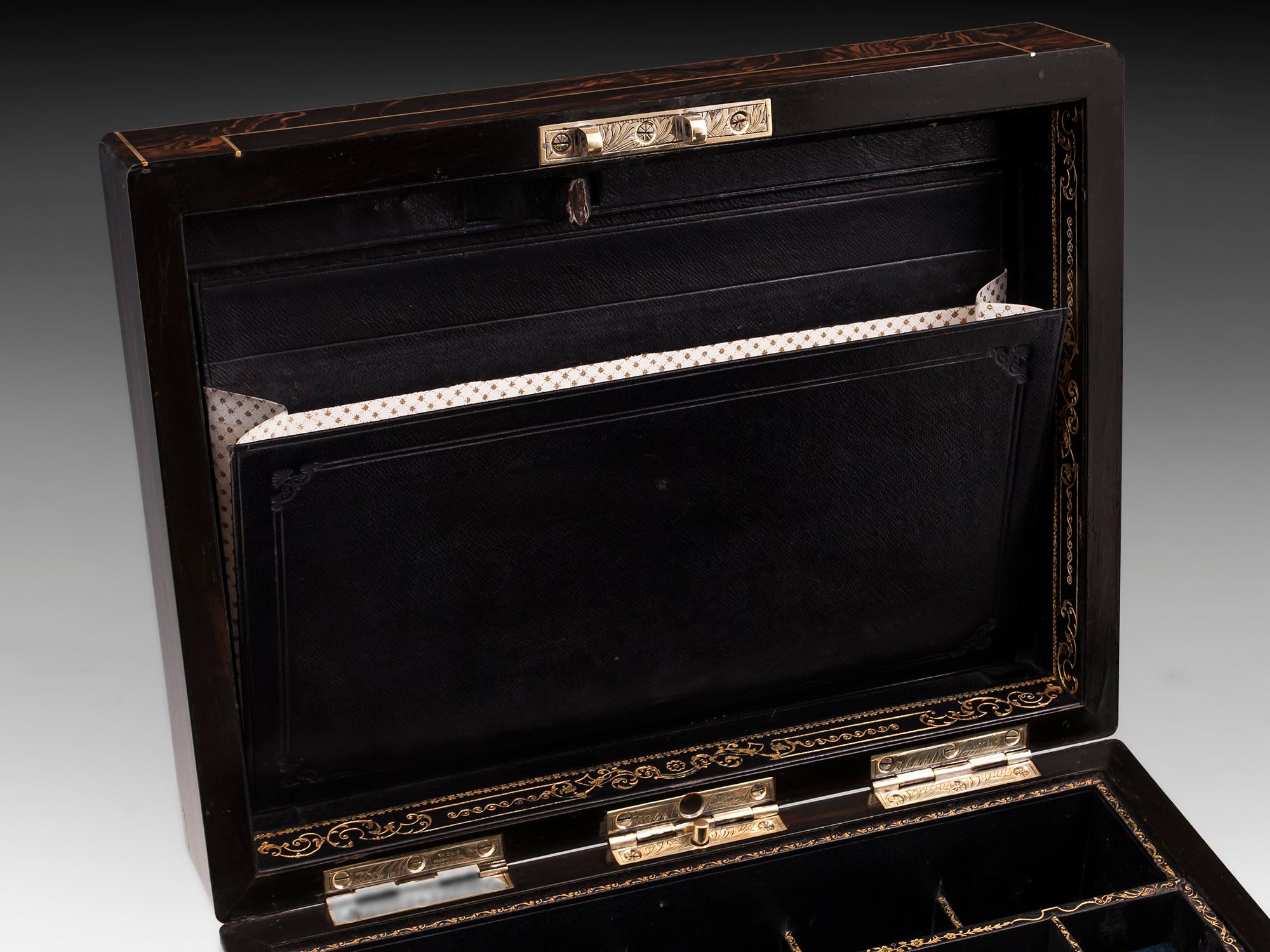 Antique Calamander Brass Jewelry Box 8