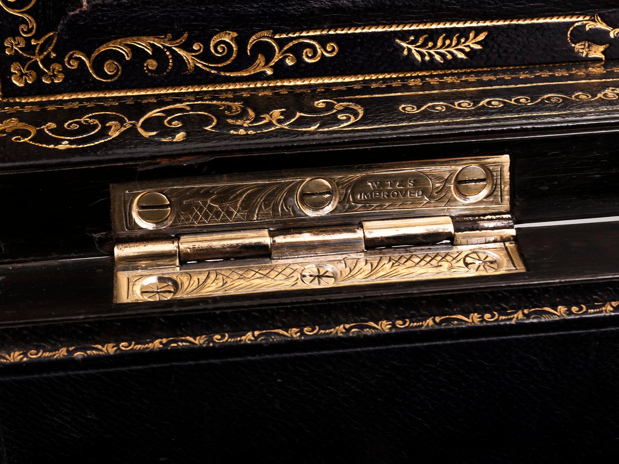 Antique Calamander Brass Jewelry Box 4