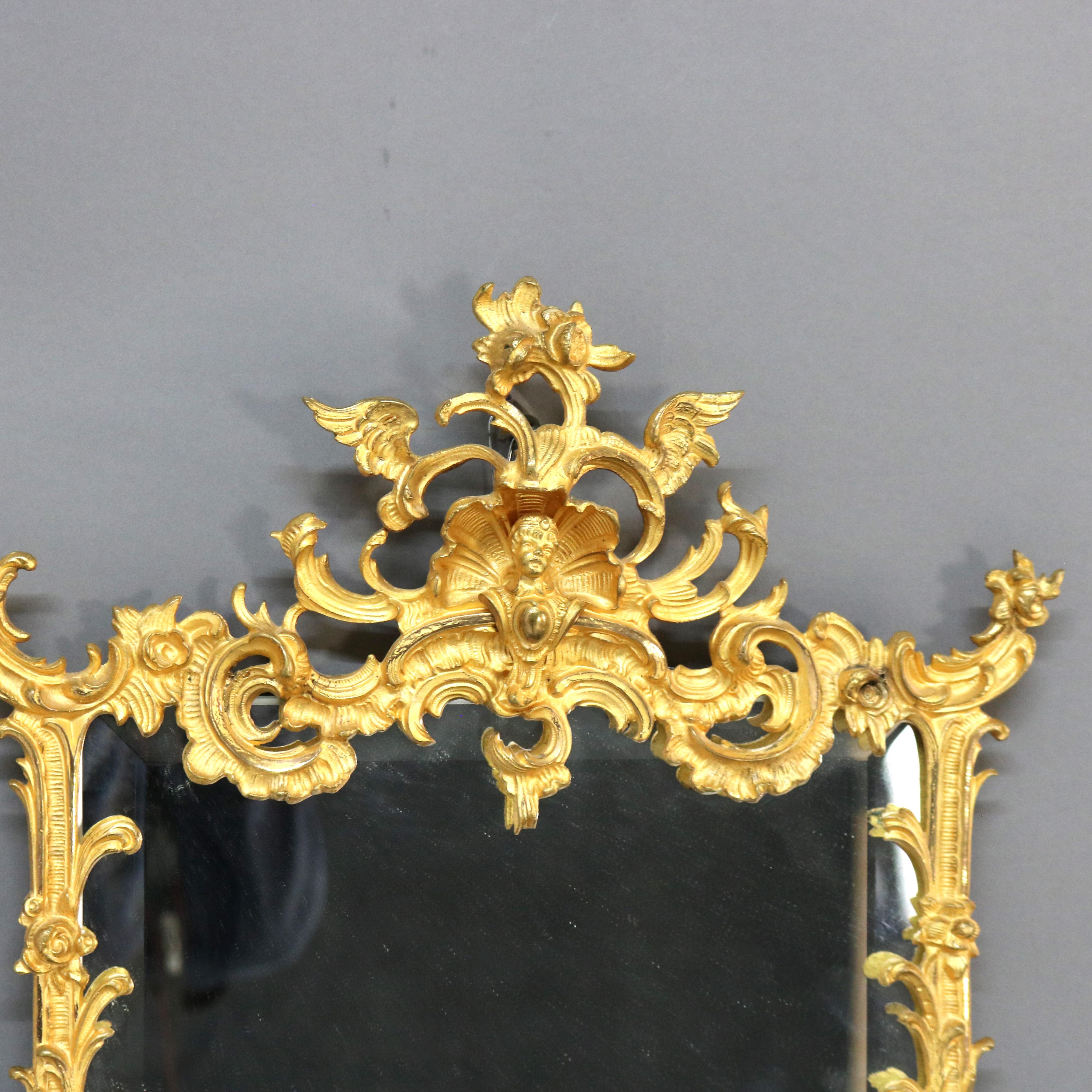 Antique Caldwell & Co. Rococo Gilt Bronze Foliate Form Dressing Mirror C1900 In Good Condition In Big Flats, NY