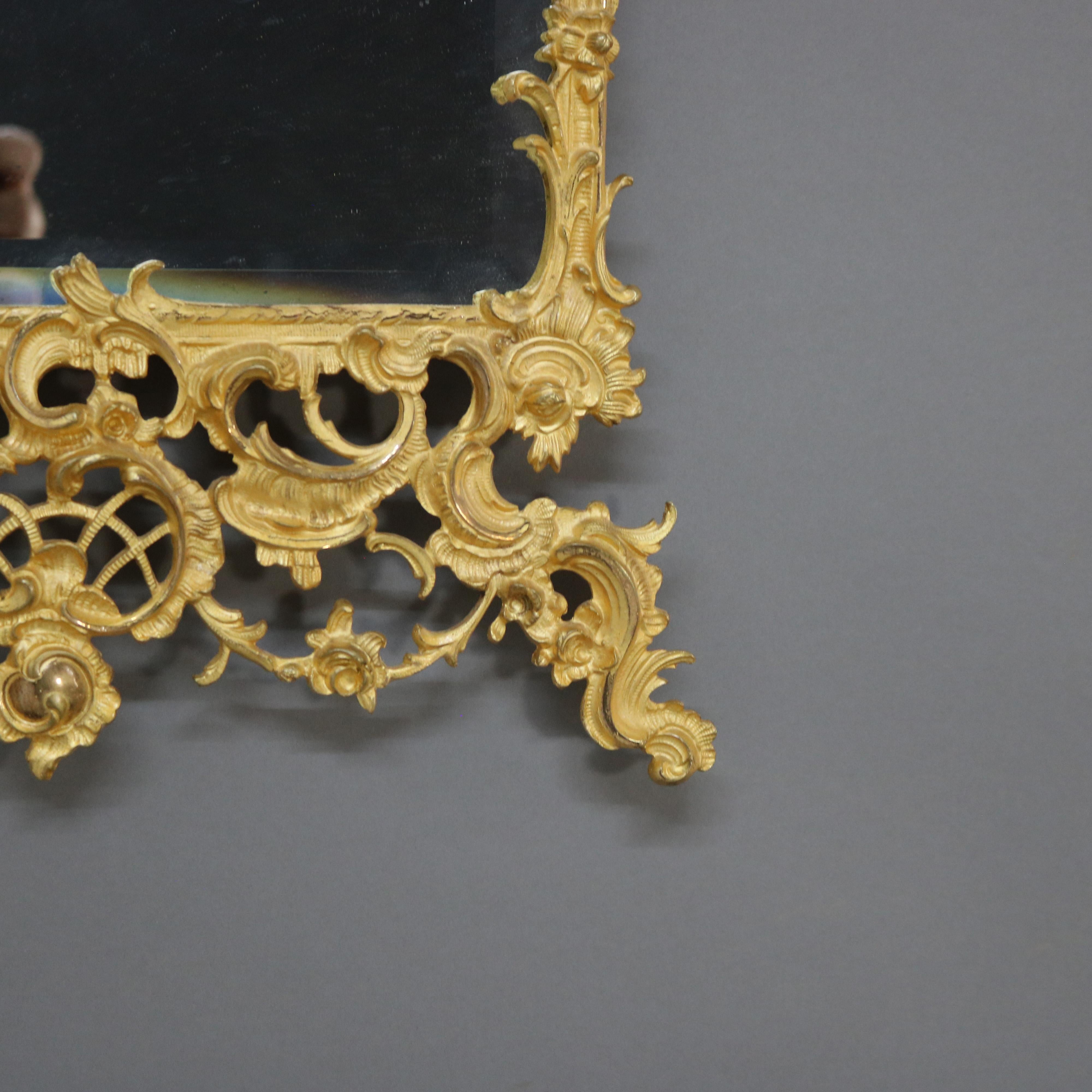 20th Century Antique Caldwell & Co. Rococo Gilt Bronze Foliate Form Dressing Mirror C1900