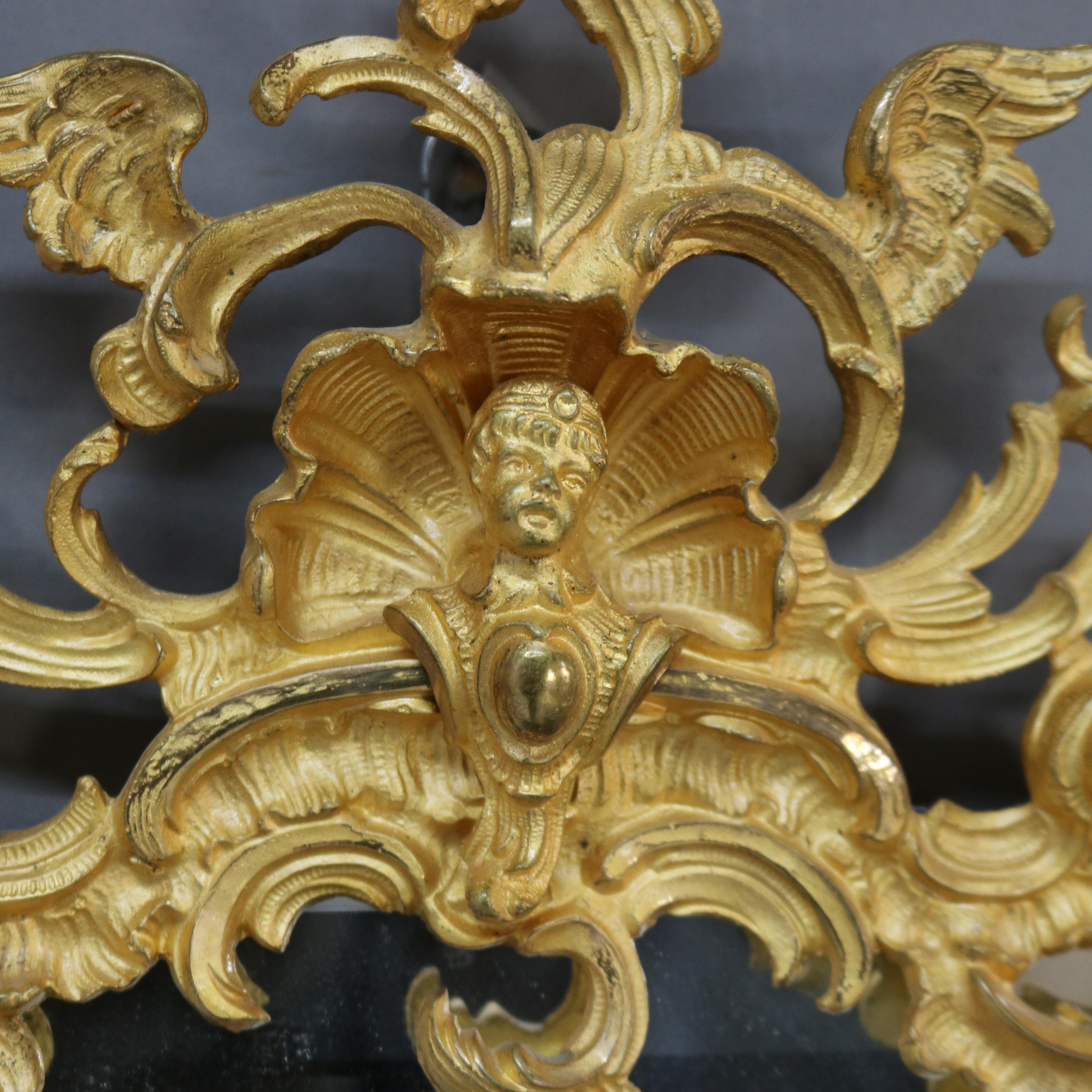 Antique Caldwell & Co. Rococo Gilt Bronze Foliate Form Dressing Mirror C1900 1