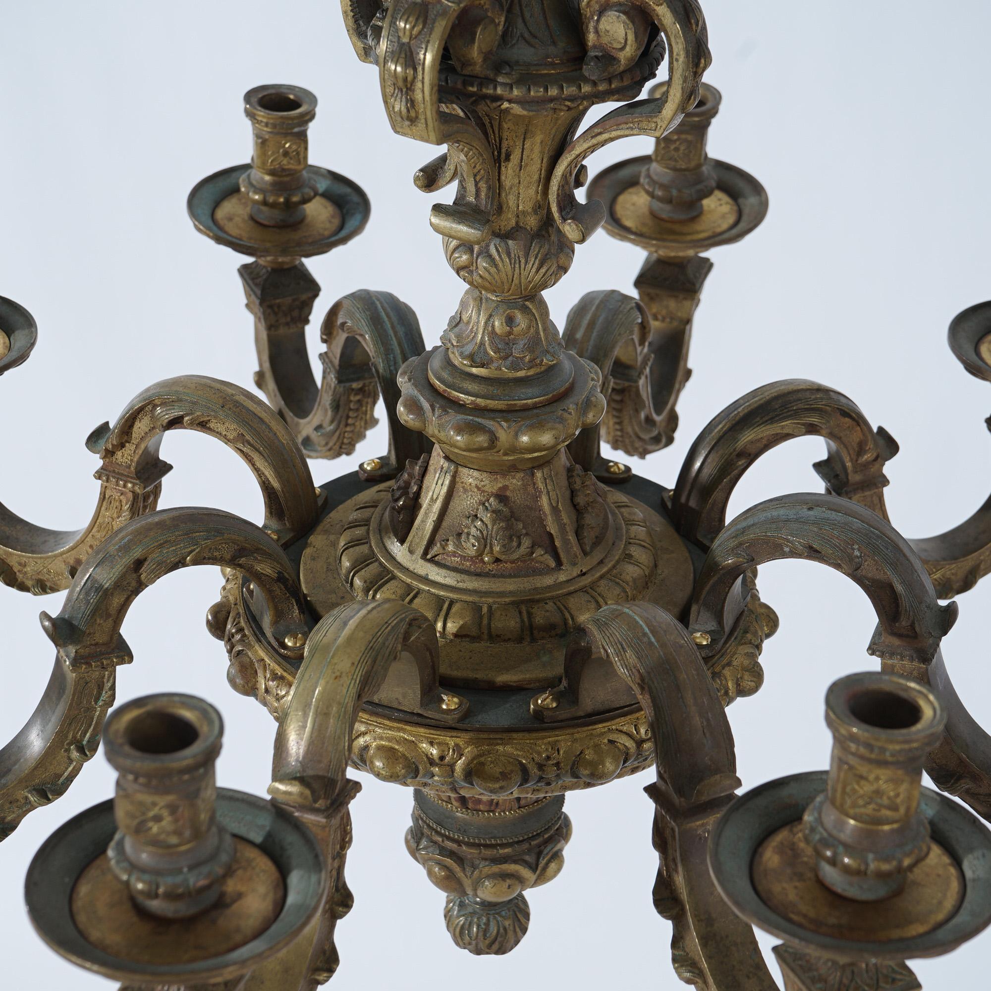 Antique Caldwell French Louis XIV Figural 8-Light Candelabra Chandelier 19thC For Sale 2