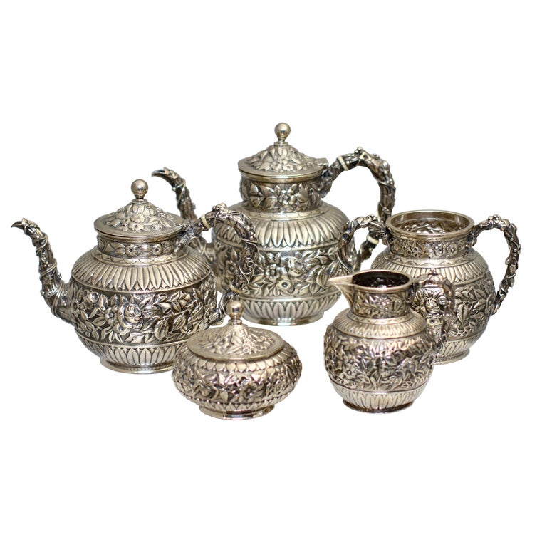 Antique Caldwell Silver Tea & Coffee Service For Sale