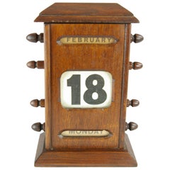 Antique Calendar, Victorian Dark Oak Perpetual Calendar, Scotland 1890