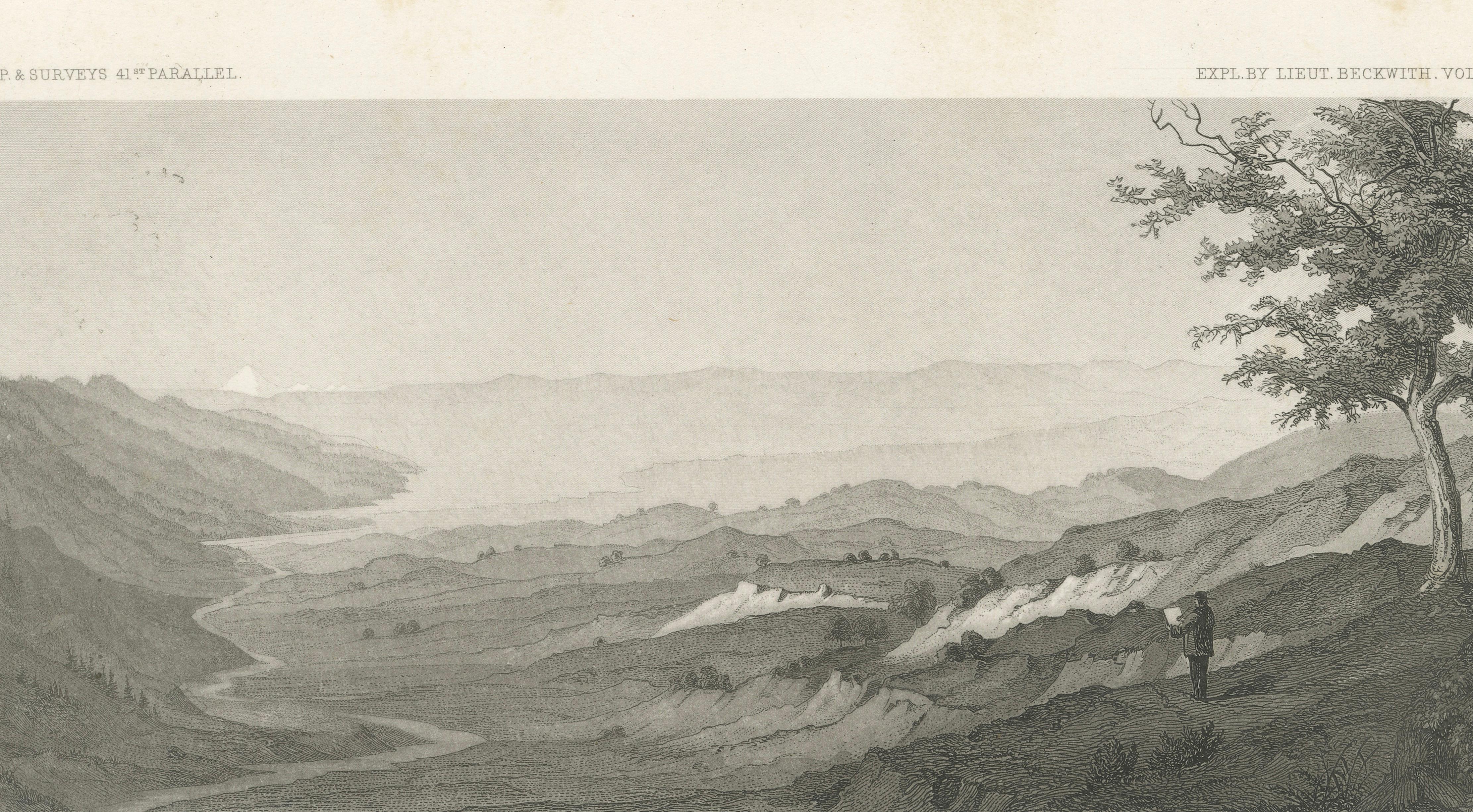Antique California Landscape Print, Madelin Pass & Sacramento River, 1861