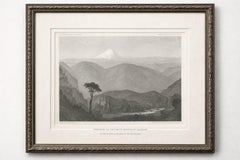Antique California Landscape Print, Mt Shasta & Sacramento River View 1861