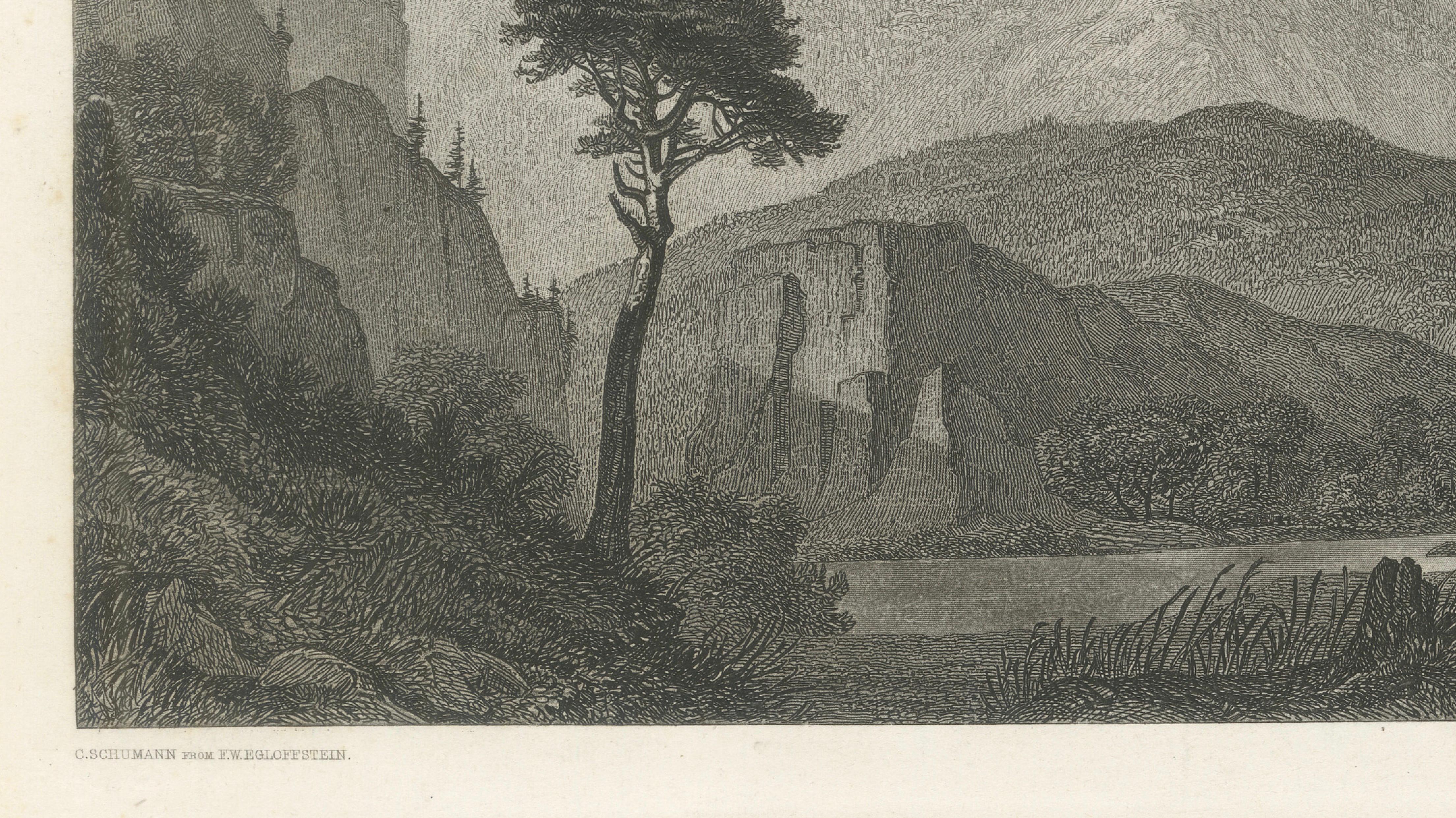 Antique California Landscape Print, Mt Shasta & Sacramento River View 1861