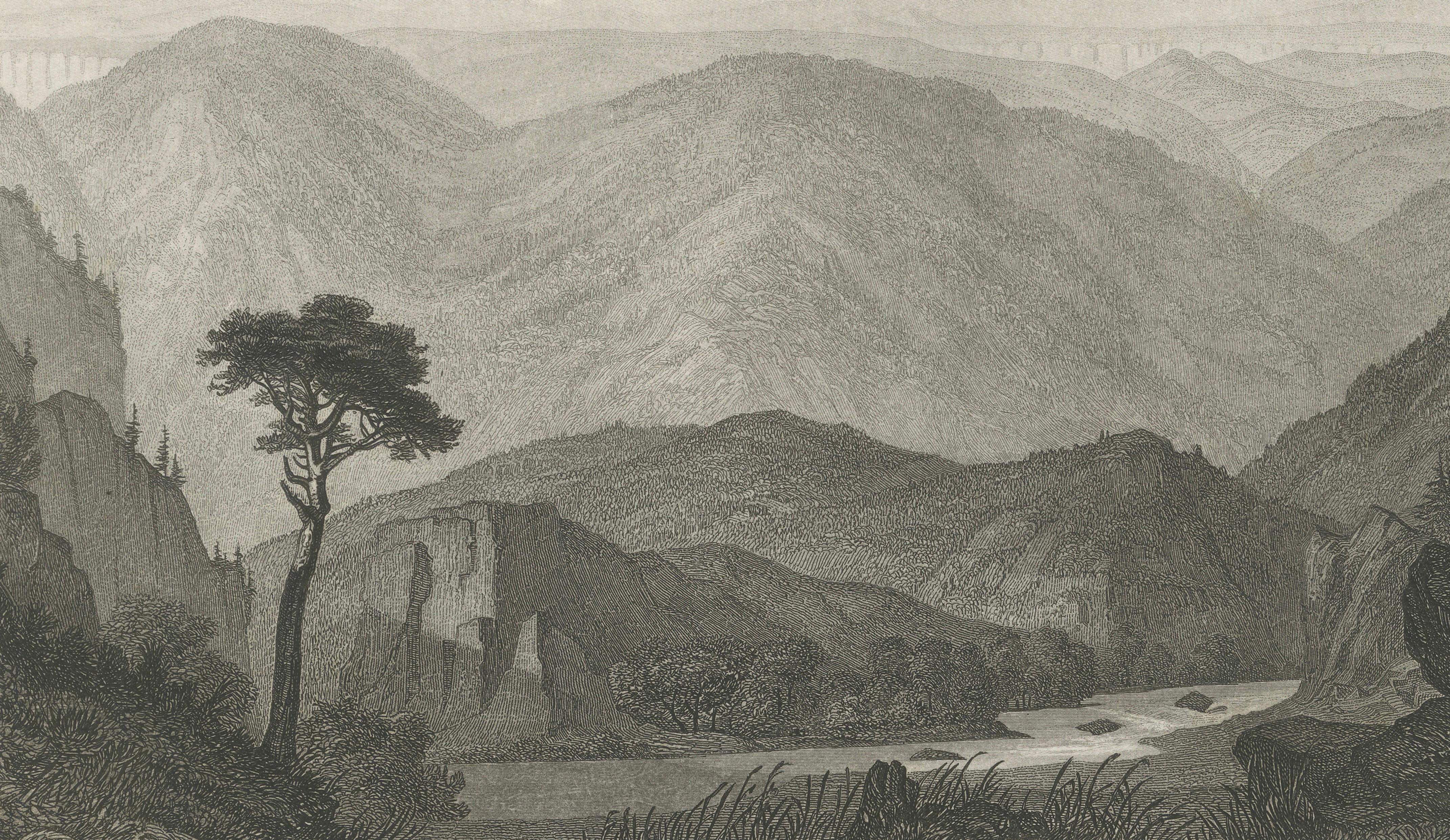 Antique California Landscape Print, Mt Shasta & Sacramento River View 1861