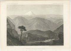 Antique California Landscape Print, Mt Shasta & Sacramento River View 1861