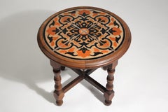 Antique California Mission Taylor Malibu Wood and Tile Top Side Table