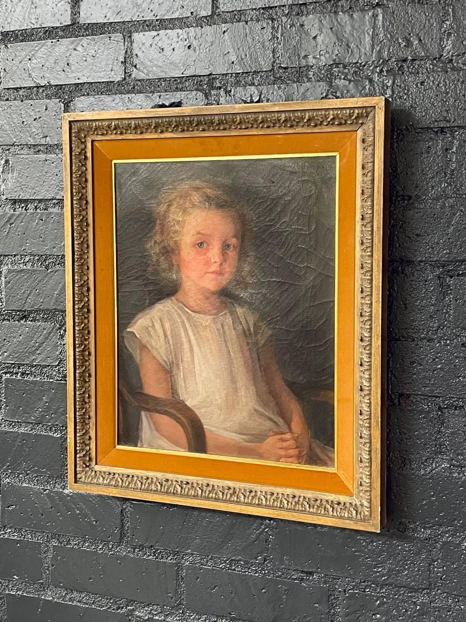 Altro Antico ritratto californiano di ragazza seduta dipinto a olio da Wanda Neumann in vendita