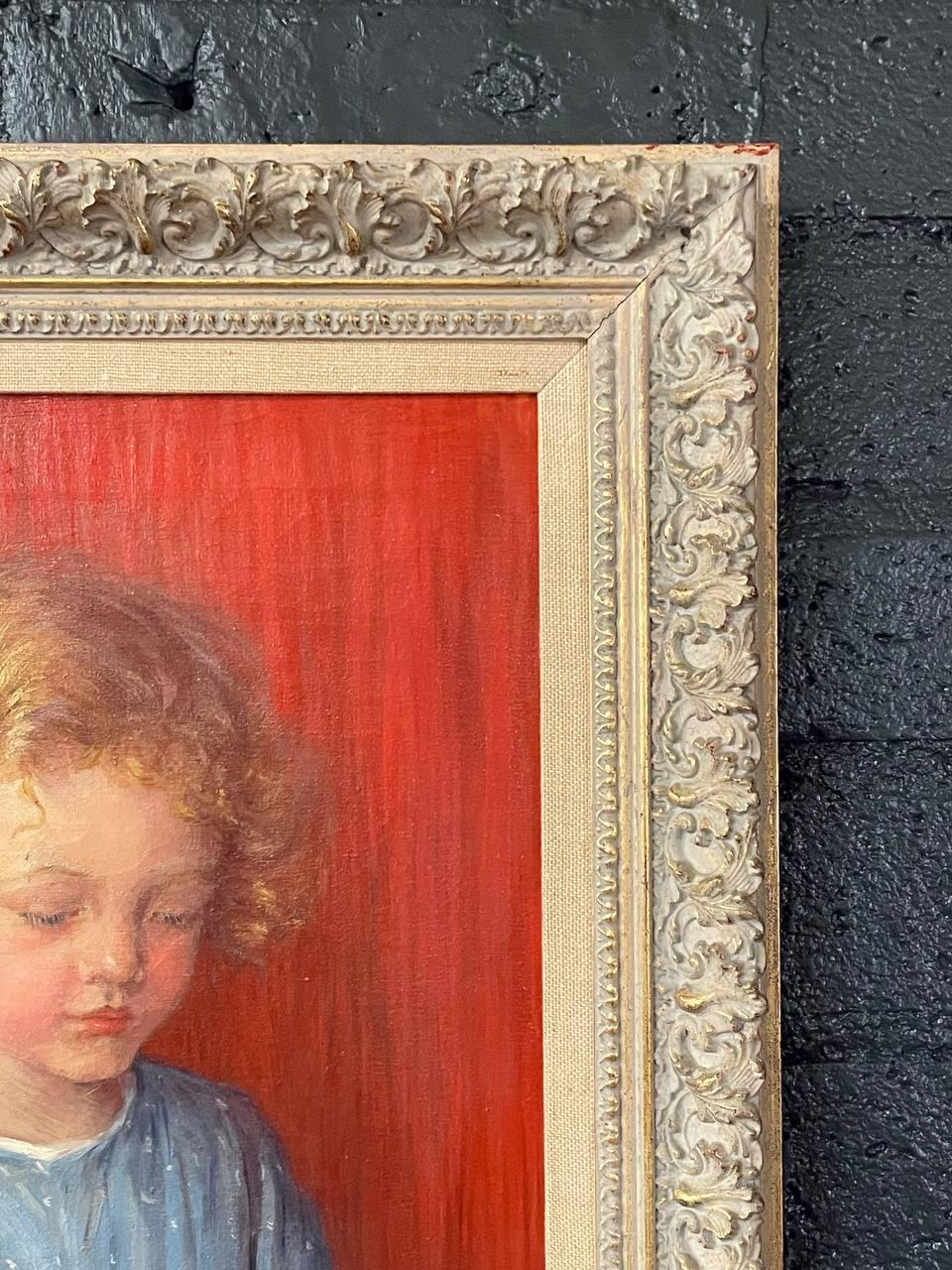 Inizio XX secolo Antico ritratto californiano ad olio di una ragazza che legge di Wanda Neumann in vendita