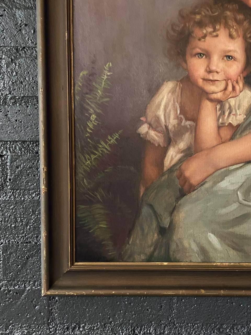 Tela Antico ritratto californiano di sorelle dipinto a olio da Wanda Neumann in vendita