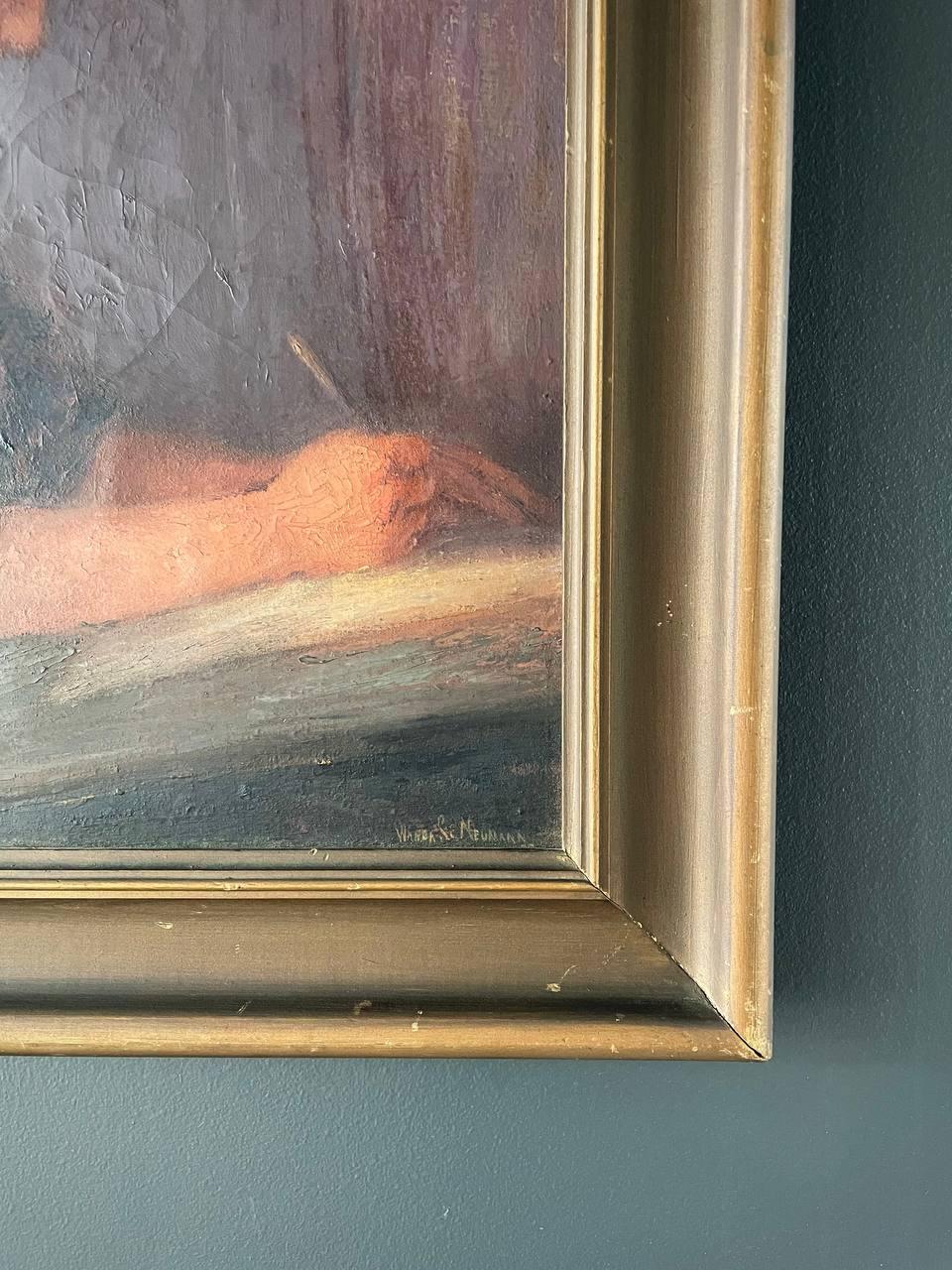 Canvas Antique California “Study of a Child” Oil Painting by Wanda Neumann For Sale