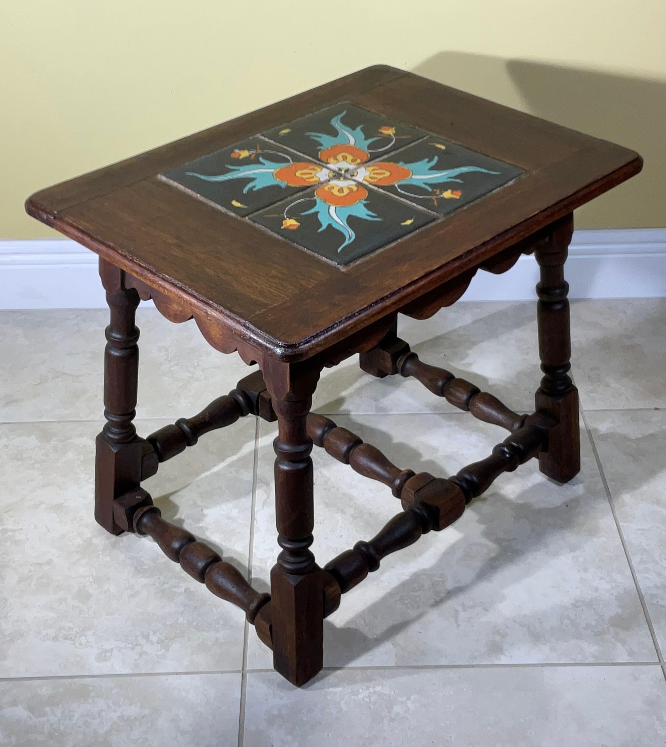Vintage California Tile Table Spanish Colonial Mission Style With Ceramic Tile 4