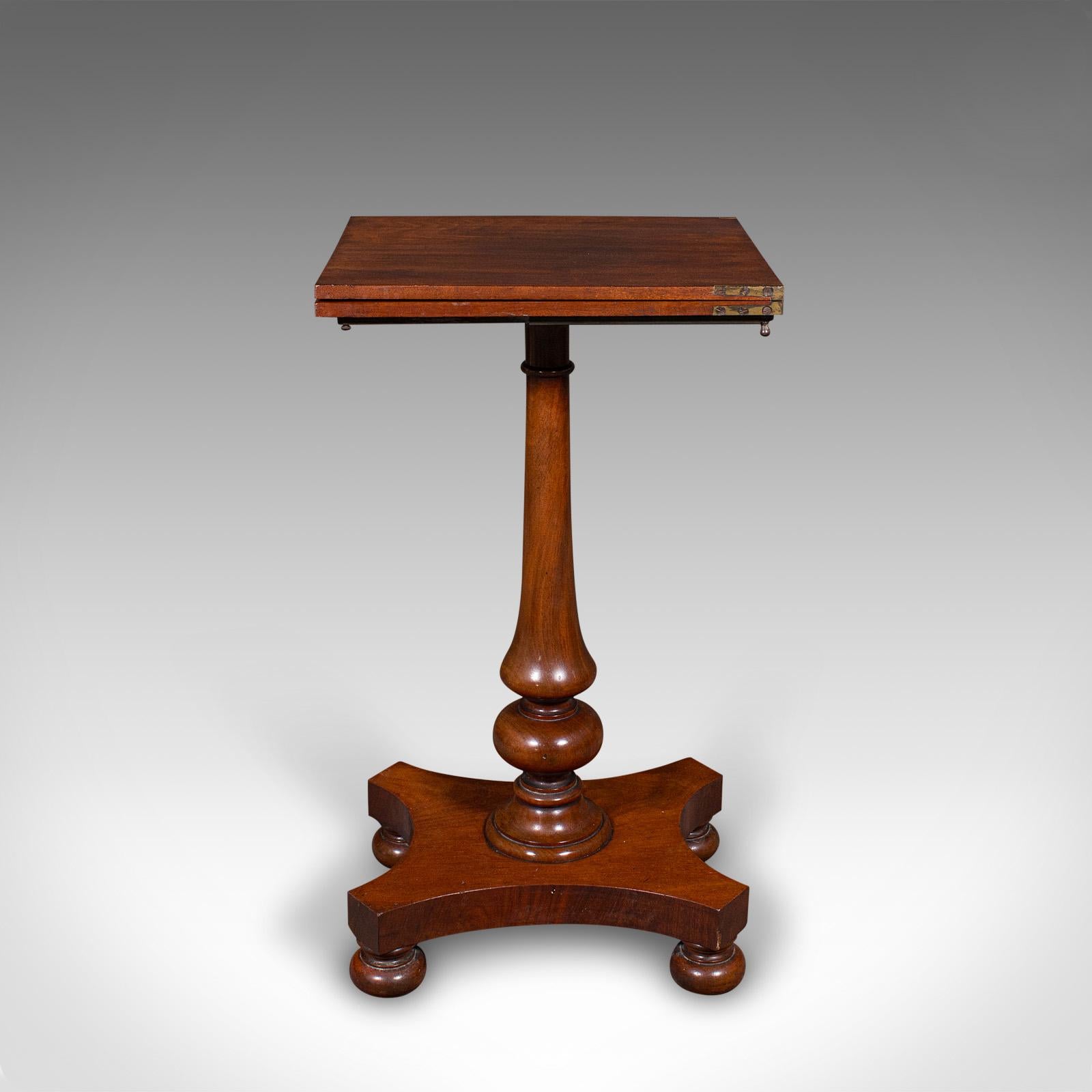 Mahogany Antique Calligrapher's Extending Table, English, Cantilever, Chairside, Regency For Sale