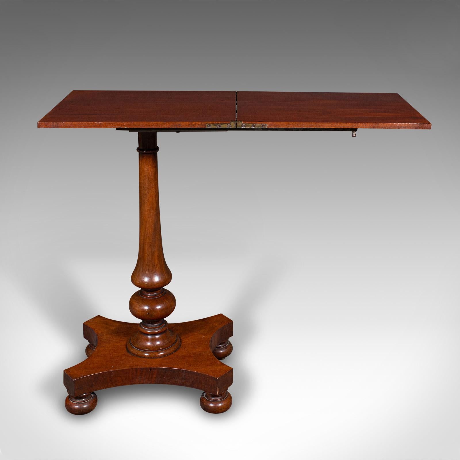 Antique Calligrapher's Extending Table, English, Cantilever, Chairside, Regency For Sale 1