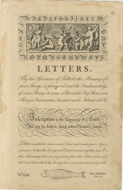 Antique Calligraphy Engraving – George Bickham, Universal Penman Plate 89, 1733
