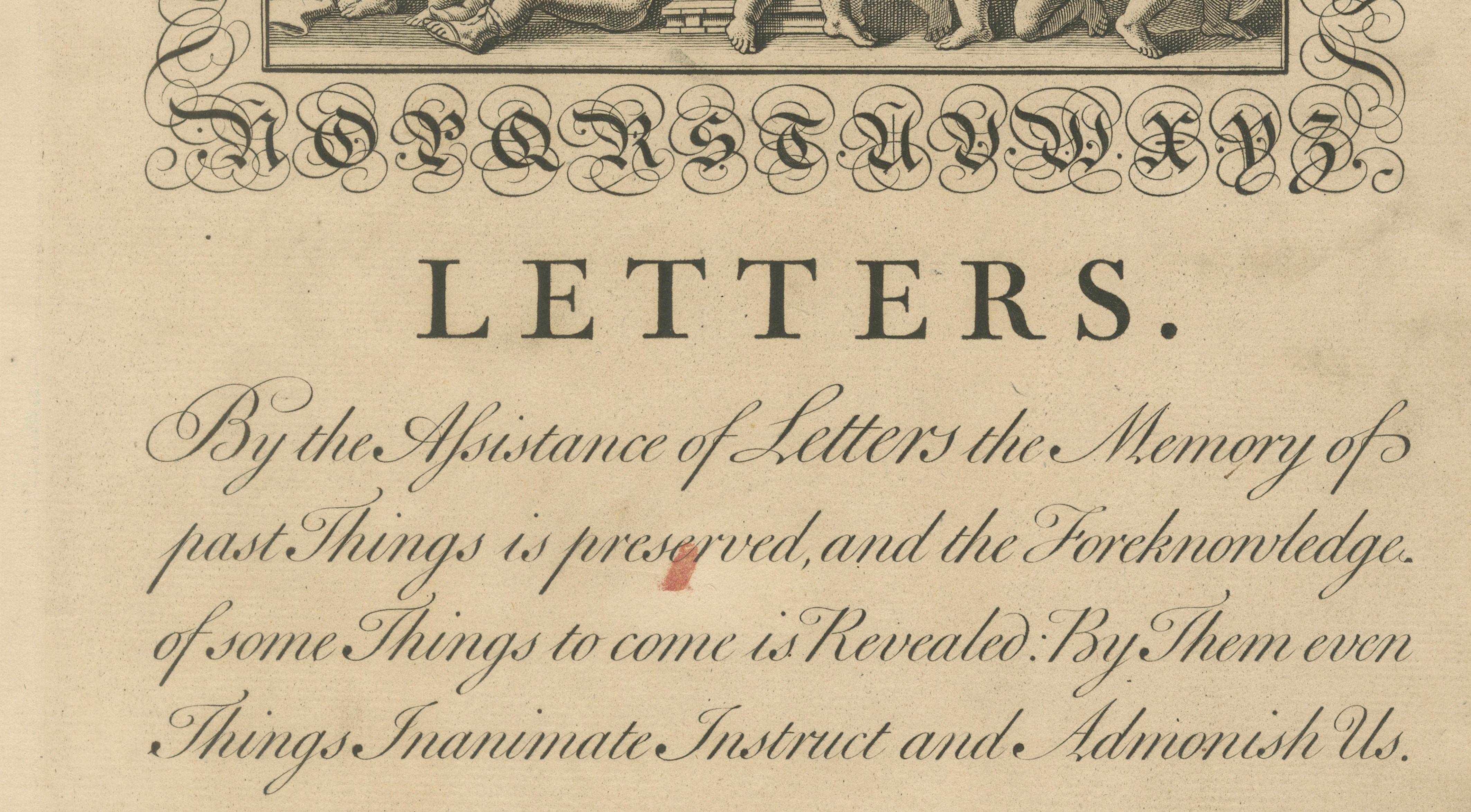 Antique Calligraphy Engraving – George Bickham, Universal Penman Plate 89, 1733
