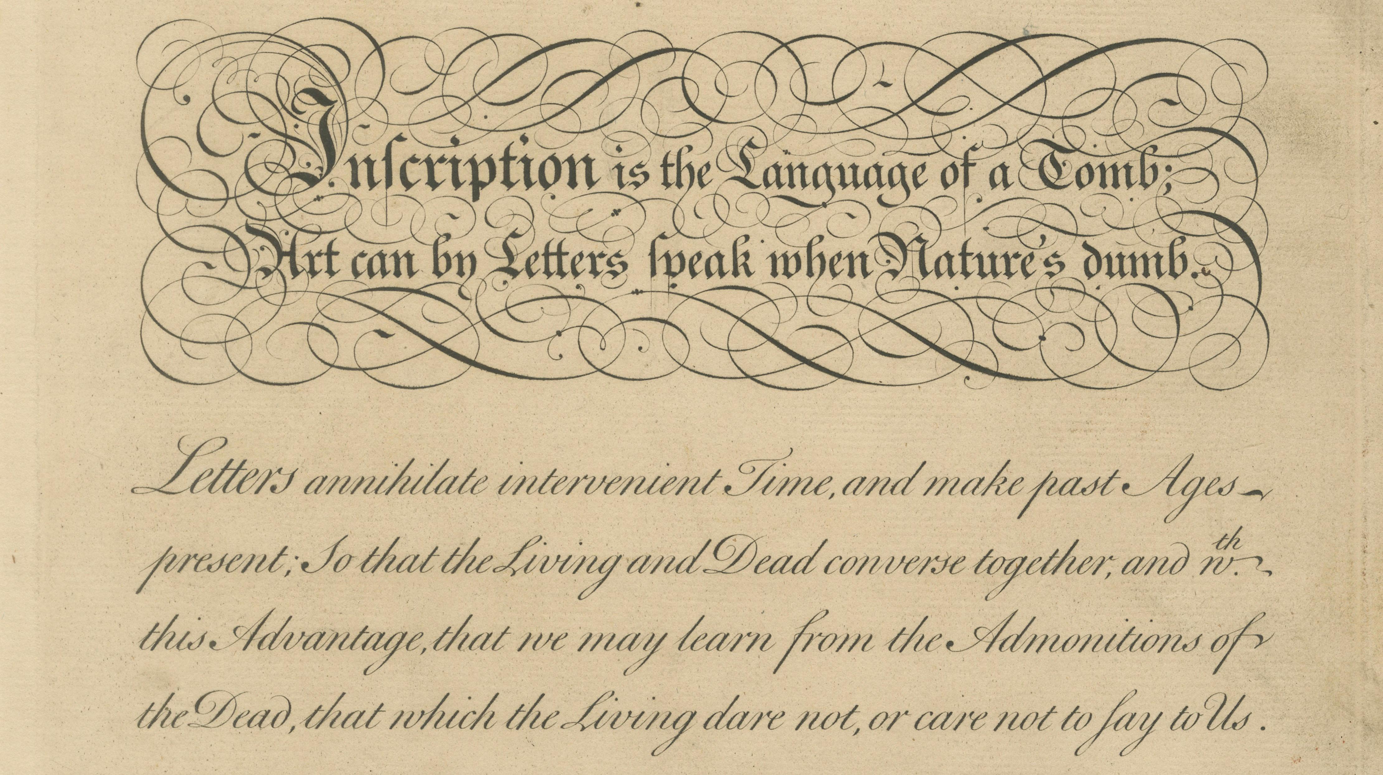 Antique Calligraphy Engraving – George Bickham, Universal Penman Plate 89, 1733