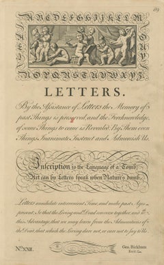 Antique Calligraphy Engraving – George Bickham, Universal Penman Plate 89, 1733