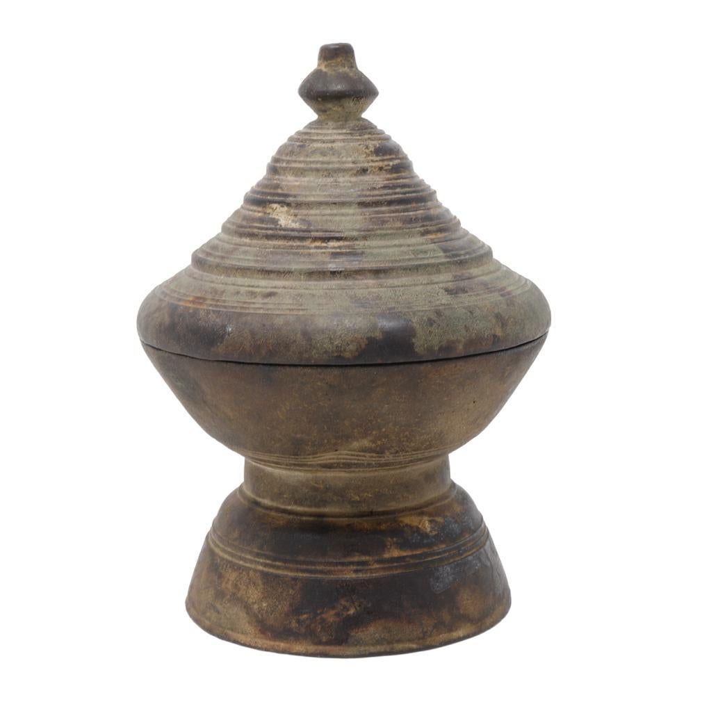 Cast Antique Cambodian Bronze Chetey Betelnut Box For Sale