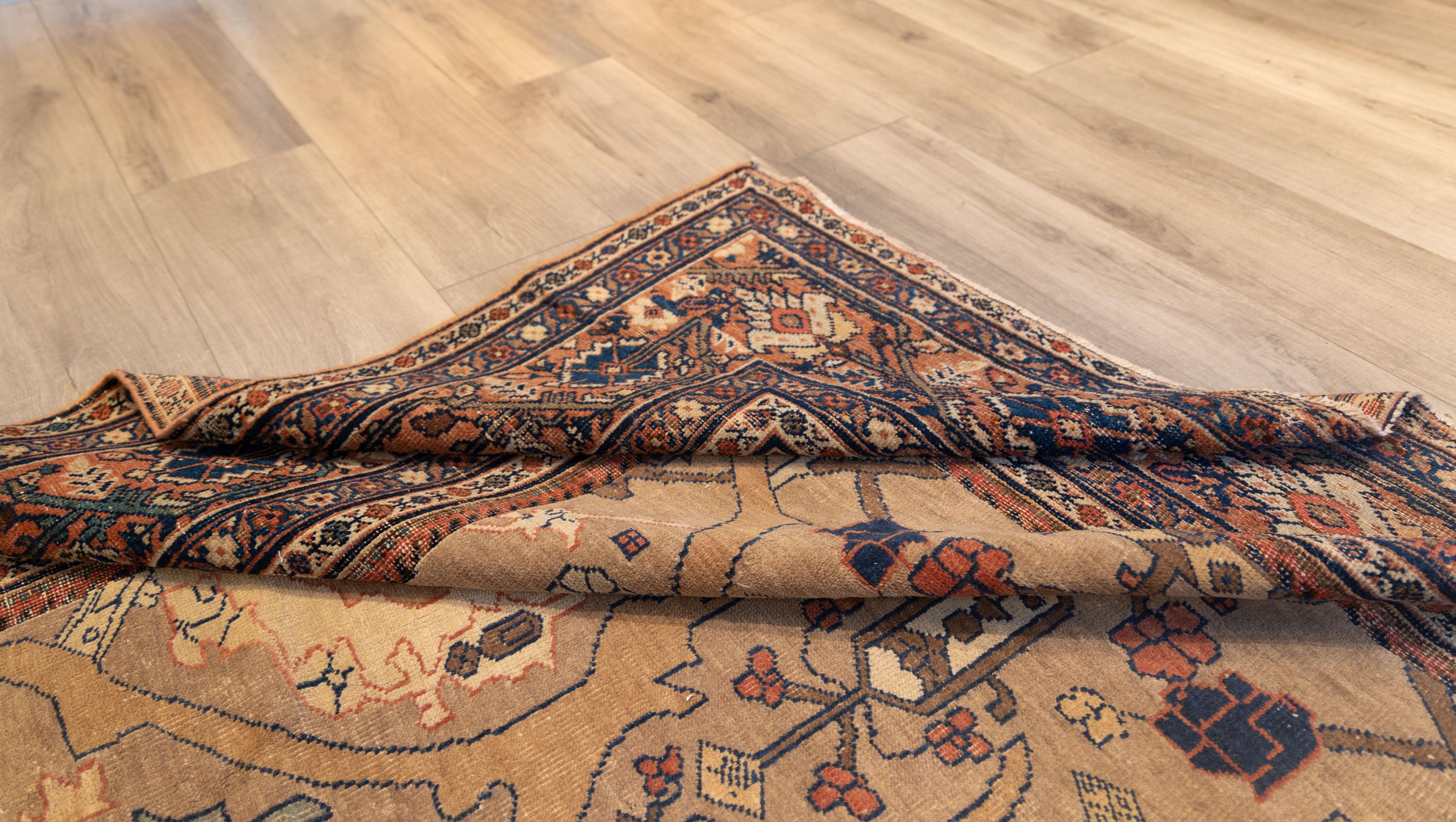 Hand-Woven Antique Camel field  Mahal late 19th century For Sale