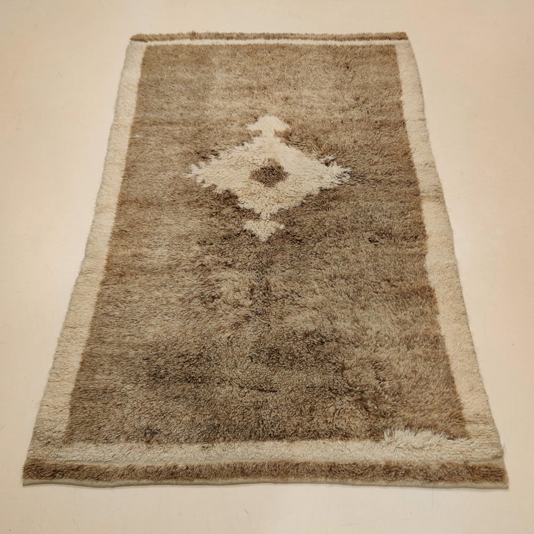 Angora Polyester Rug Antique Camel Ground Angora Tulu Rug with Archaic Medallion For Sale at ...