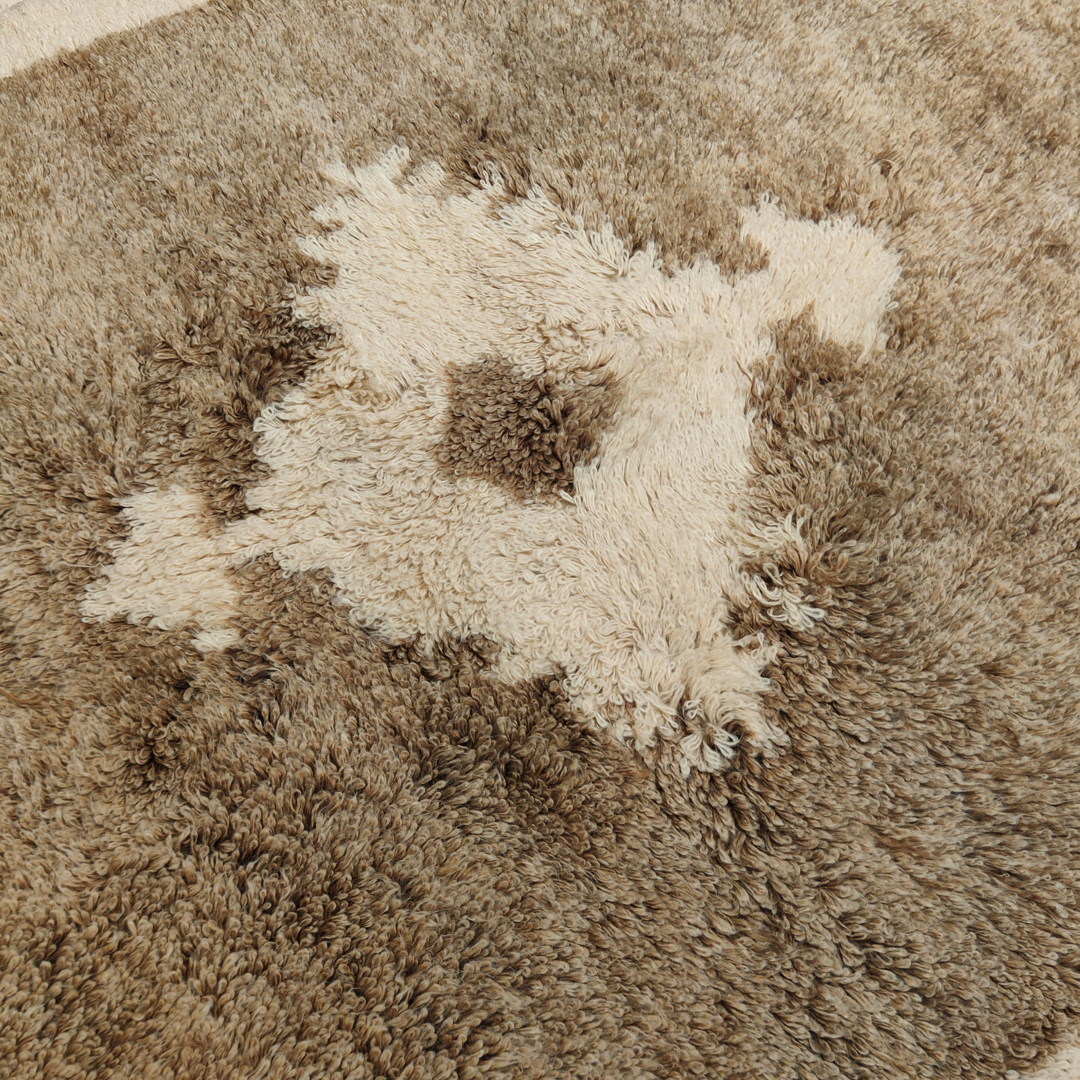 Hand-Knotted Antique Camel Ground Angora Tulu Rug with Archaic Medallion For Sale