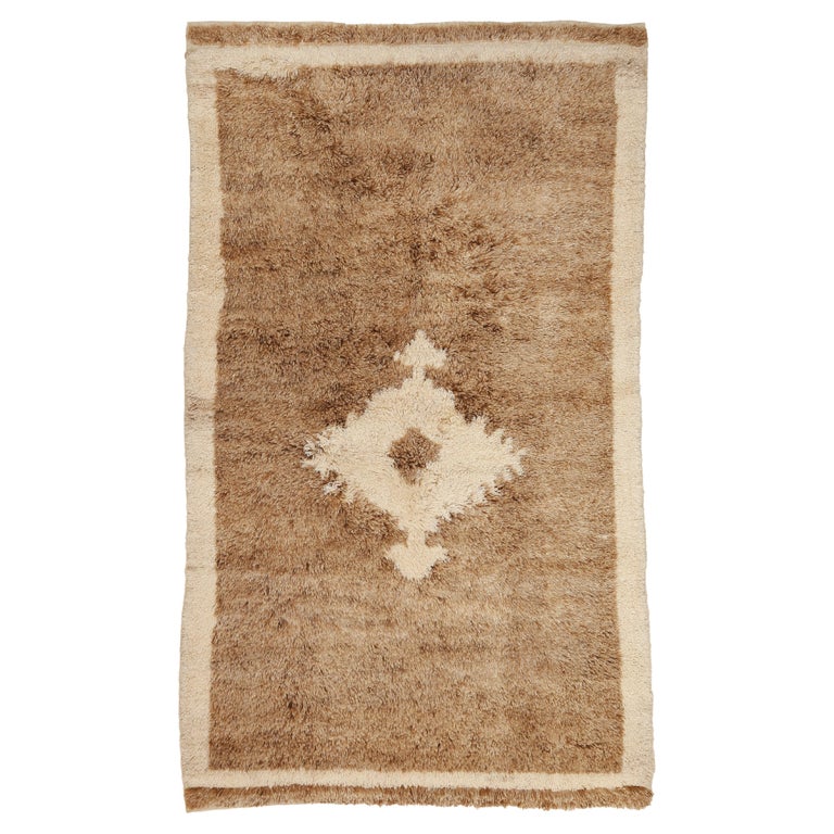Antique Camel Ground Angora Tulu Rug with Archaic Medallion For Sale at ...
