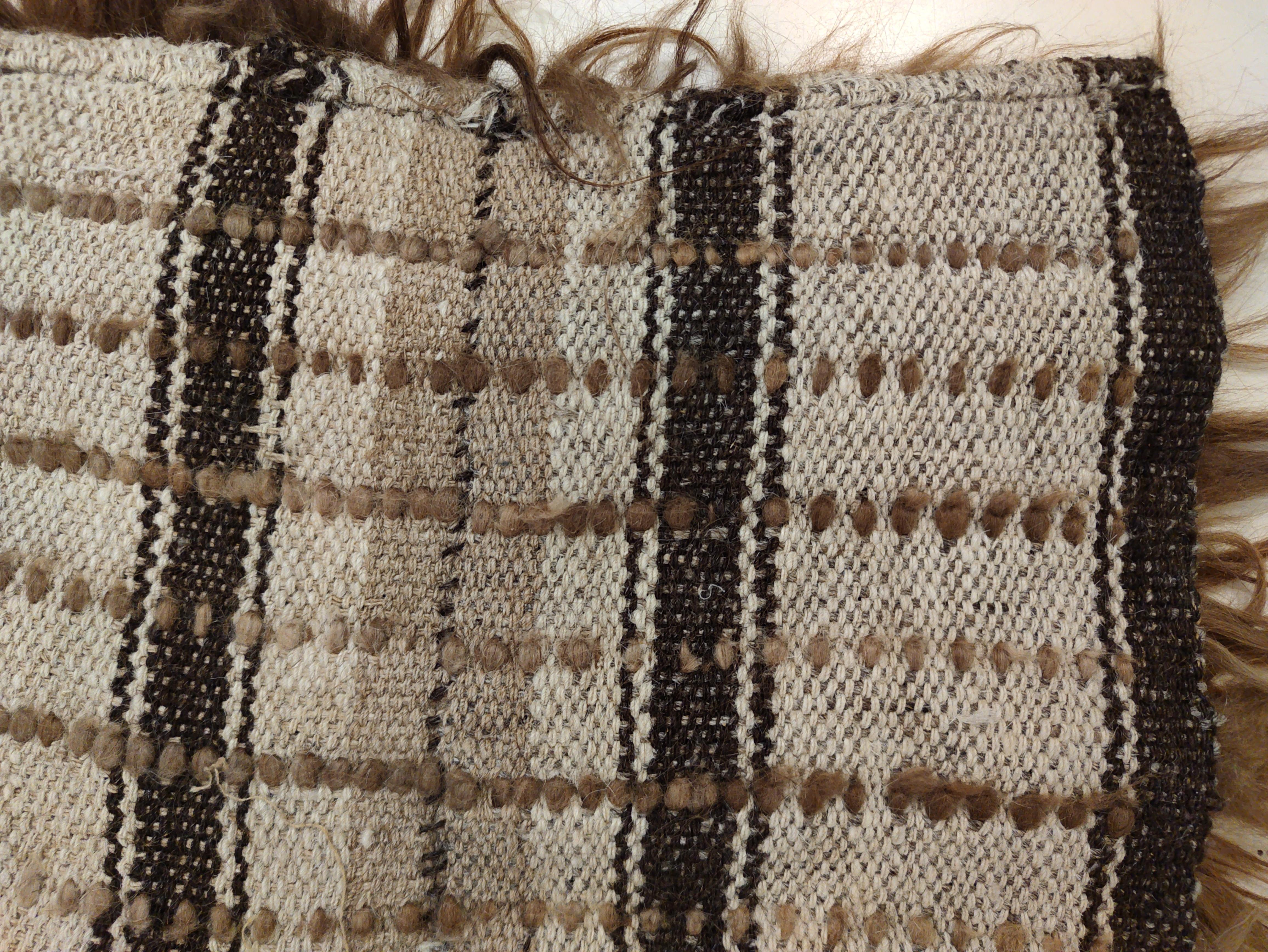 Hand-Knotted Antique Camel Hair Chinese Primitive Pile Rug For Sale