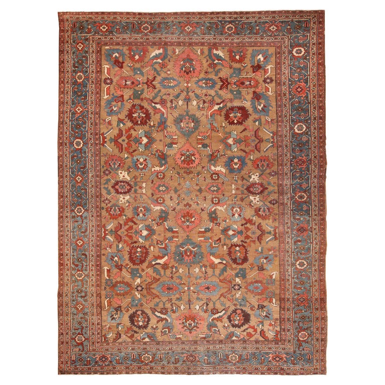 Antique Camel Hair Persian Bakshaish Rug at 1stDibs