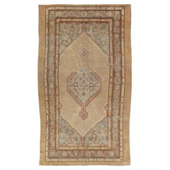 Alfombra Serab Persa Tribal Antigua de Pelo de Camello con Diseño de Medallón 4'6 x 8'1