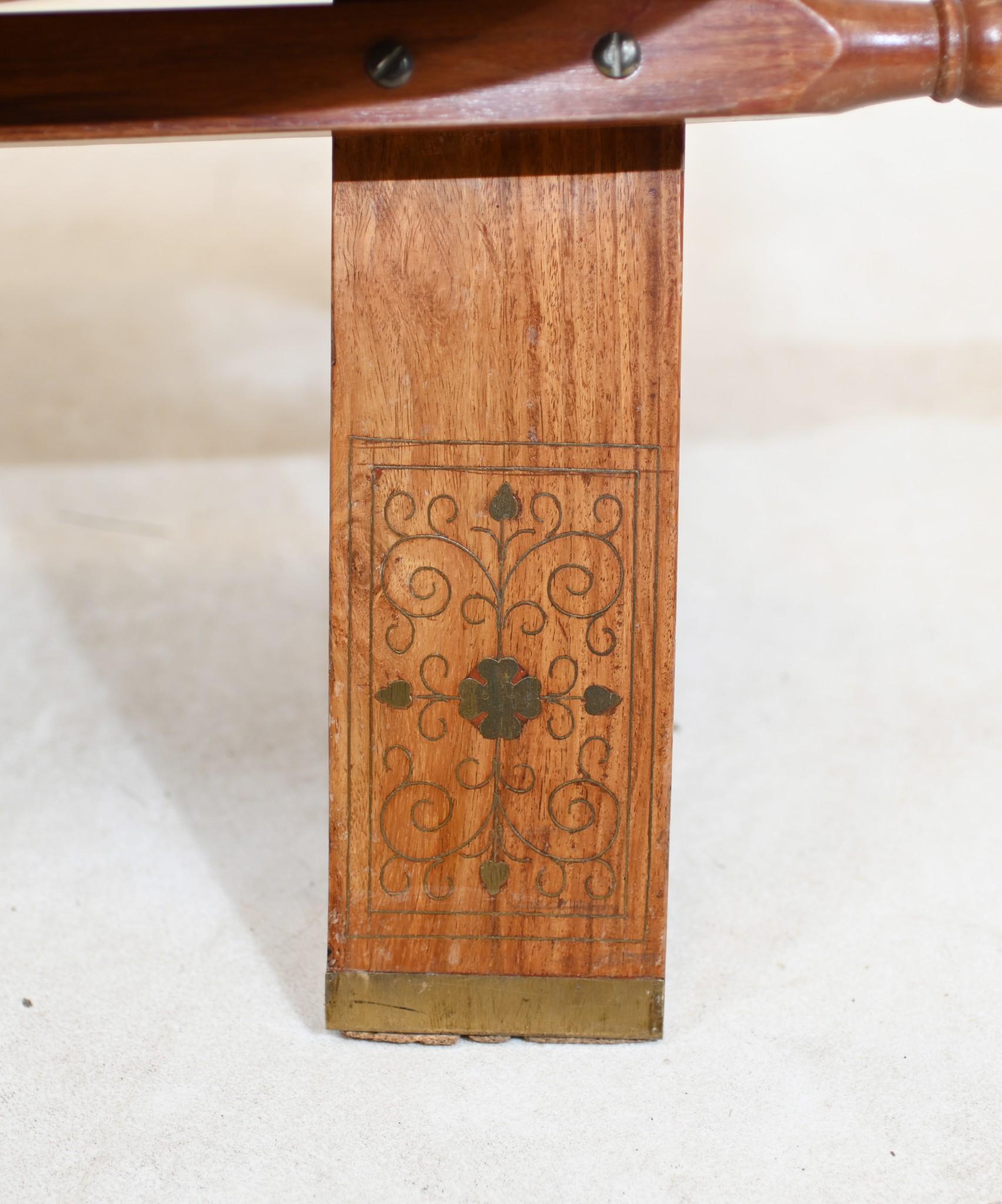Antique Camel Saddle Stool Foot Rest Mahogany Inlay In Good Condition In Potters Bar, GB