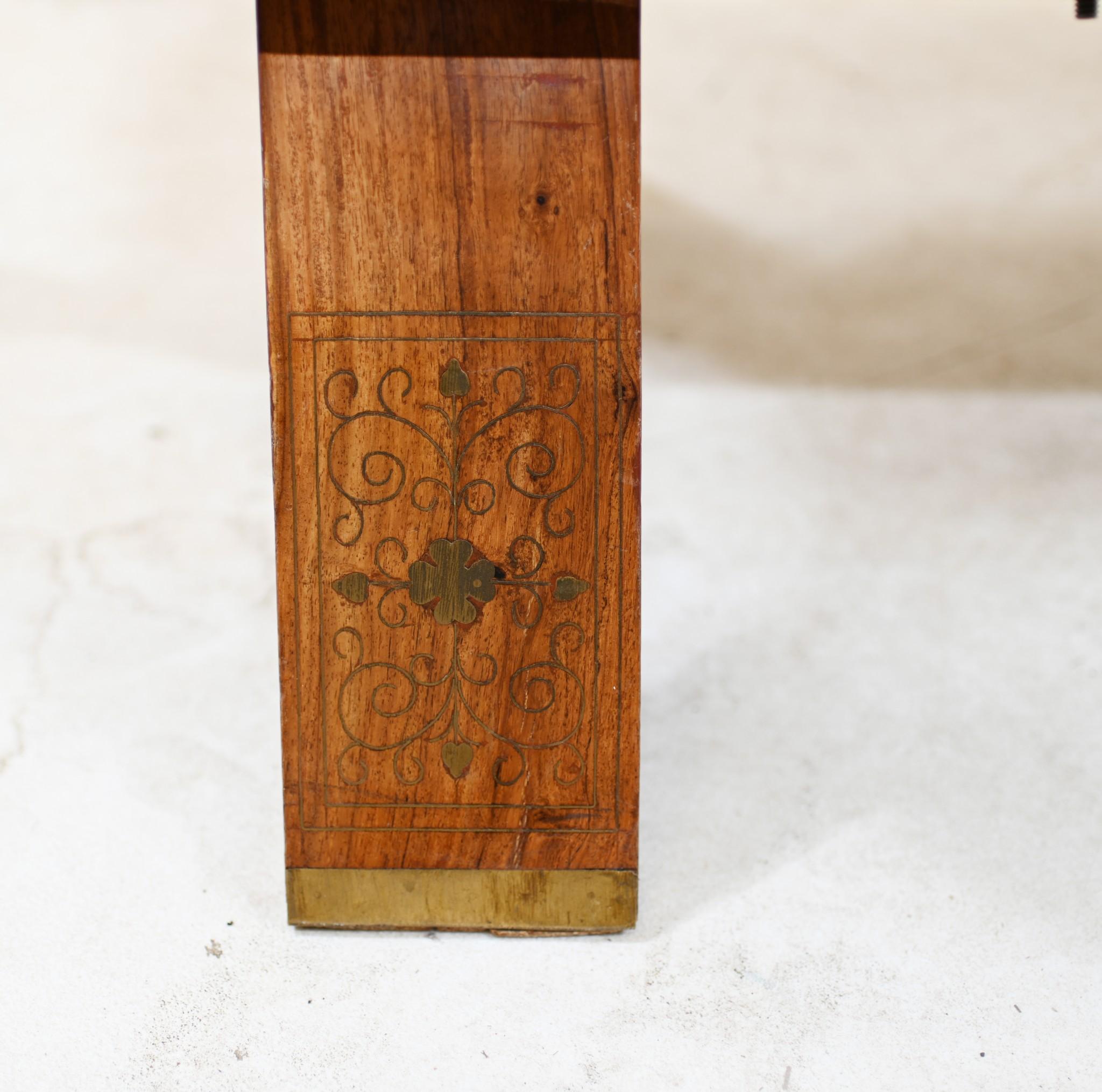 Antique Camel Saddle Stool Foot Rest Mahogany Inlay 3