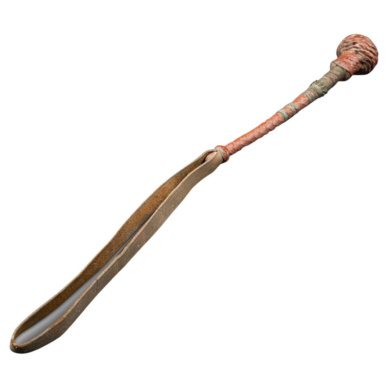 Antique Camel Whip, Arabic, Leather Rider's Crop, Decorative, Victorian, C.1900 For Sale