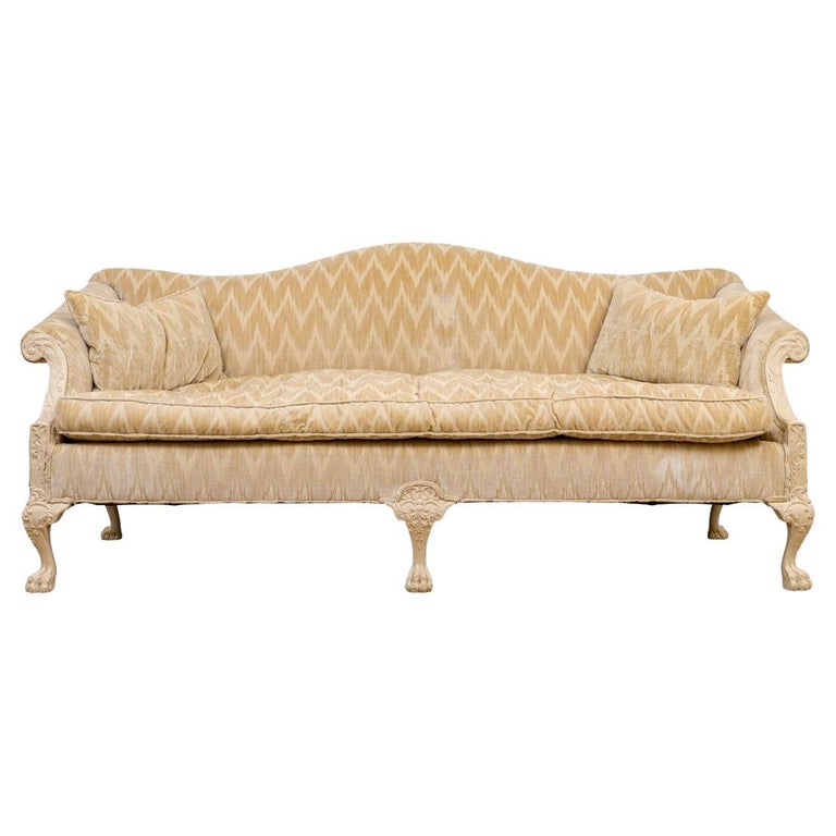 Grand Canapé Antique Bleu - Tissu - À Restaurer - Projet Déco