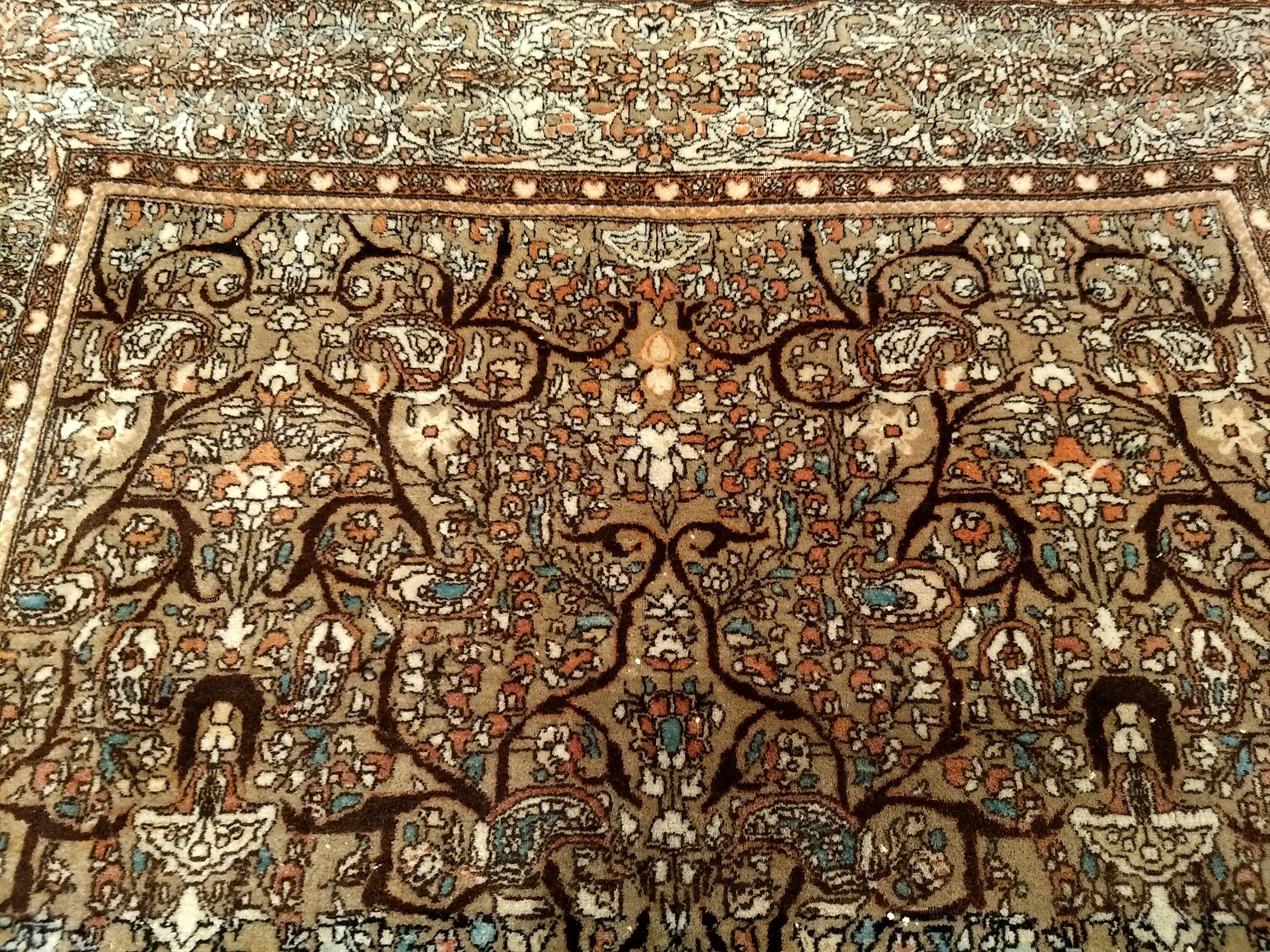 Vintage Persian Farahan with Allover Botanical Pattern in Camelhair, Ivory Color For Sale 3