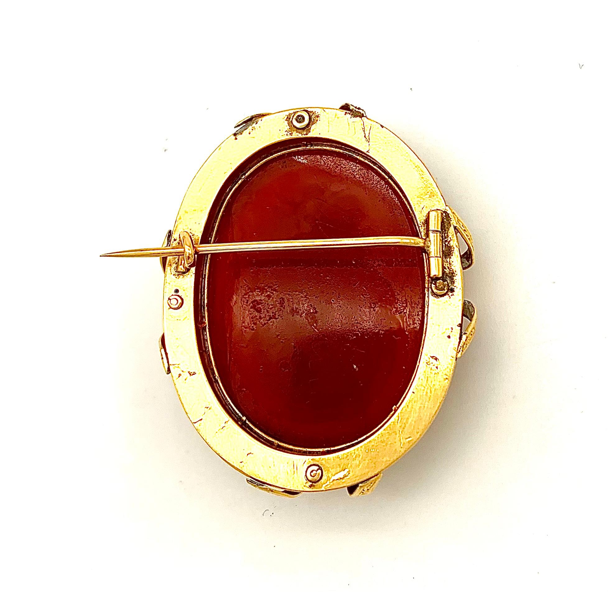 Early Victorian Antique Cameo Baccante Follower of Dyonisus Sardonyx Gold Guilloché Enamel For Sale