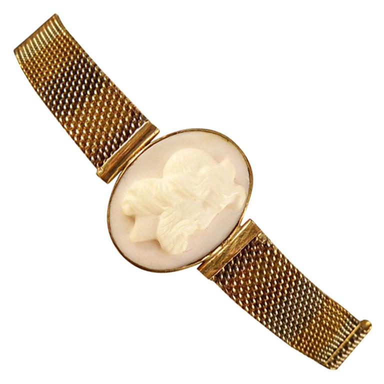 Antique Cameo Bracelet with Two-Tone Yellow and White Gold