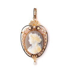 Antique Cameo Gold Pearl Set