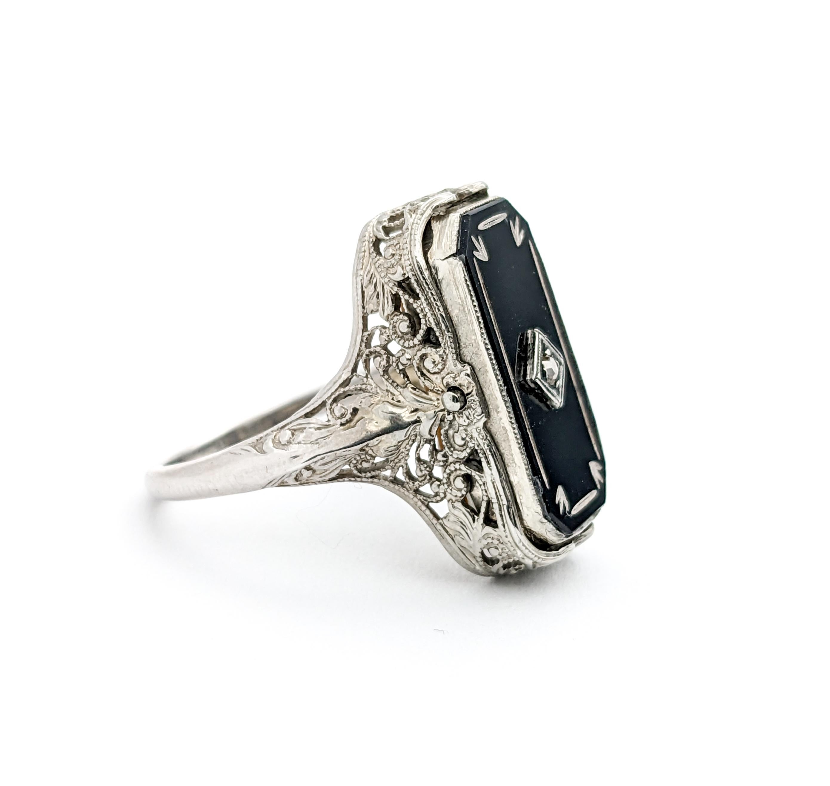Antiker Cameo Habille Flip-Ring aus Weißgold mit Diamanten und Onyx im Angebot 5