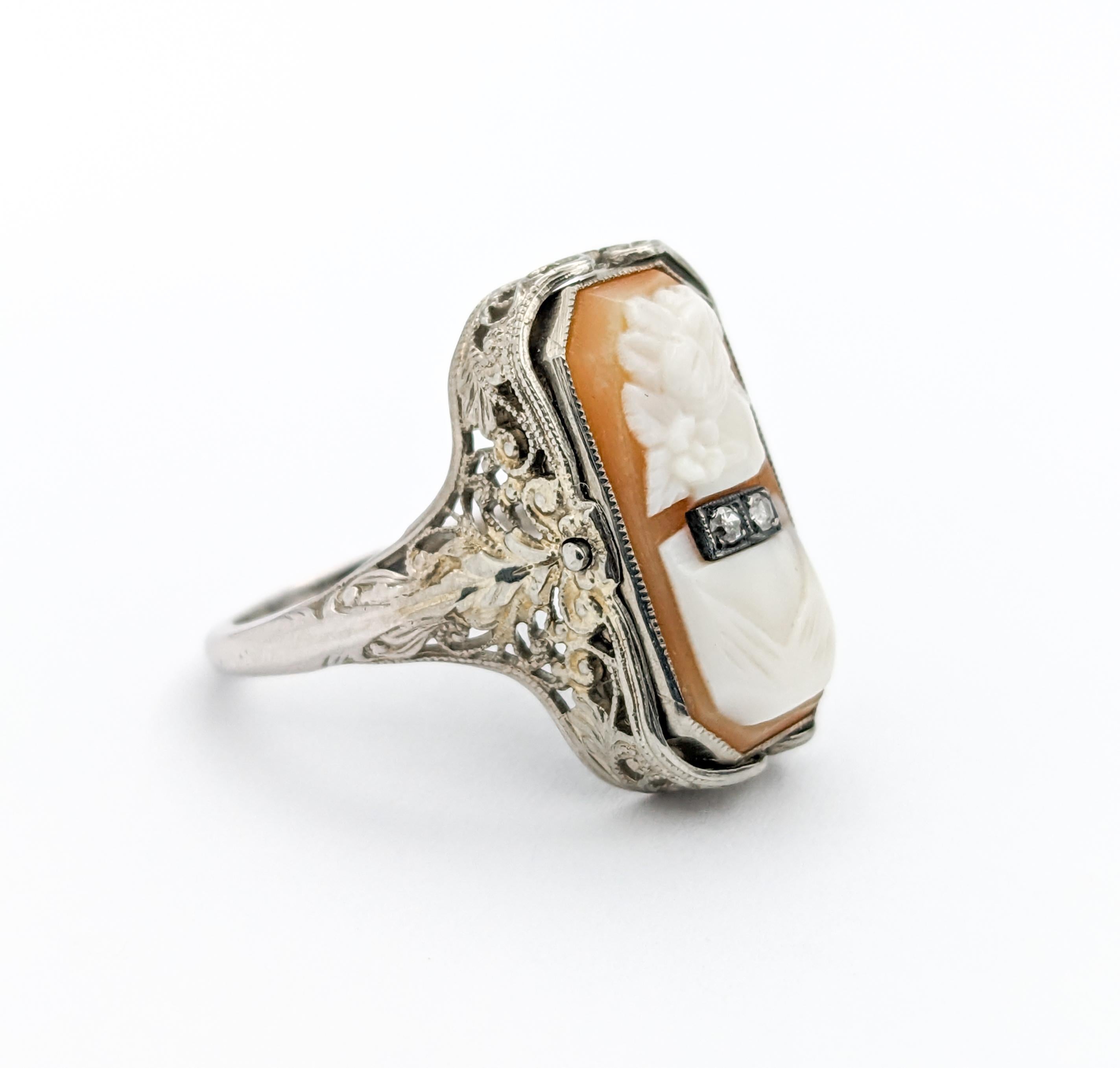 Antiker Cameo Habille Flip-Ring aus Weißgold mit Diamanten und Onyx Damen im Angebot