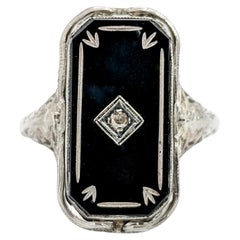 Antiker Cameo Habille Flip-Ring aus Weißgold mit Diamanten und Onyx