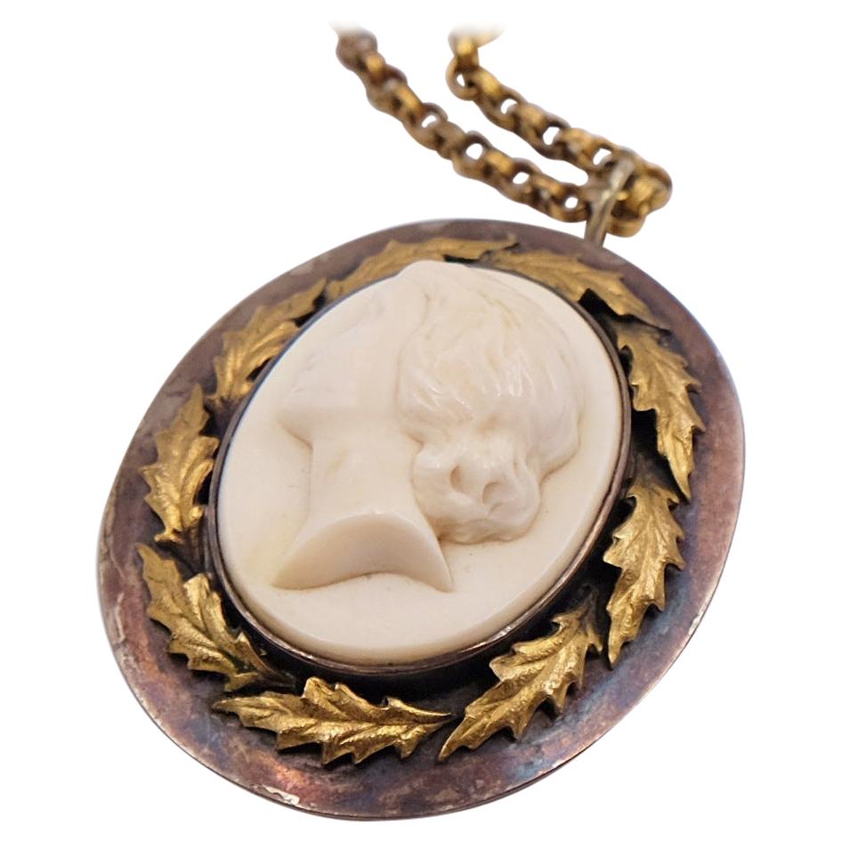 Antique Cameo Long Necklace 1910 For Sale